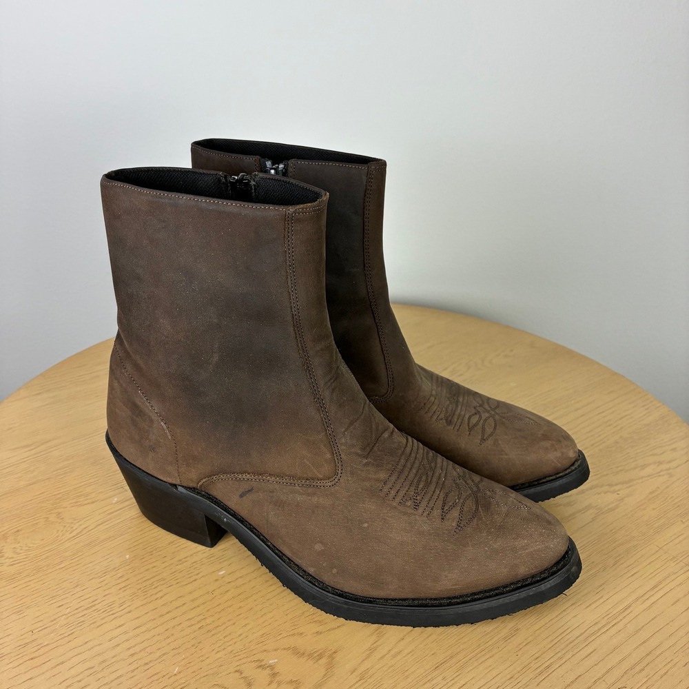 Old West Ankle‎ Western Boot Men's 8 EE Cowboy Almond Toe Comfort Boho Retro
